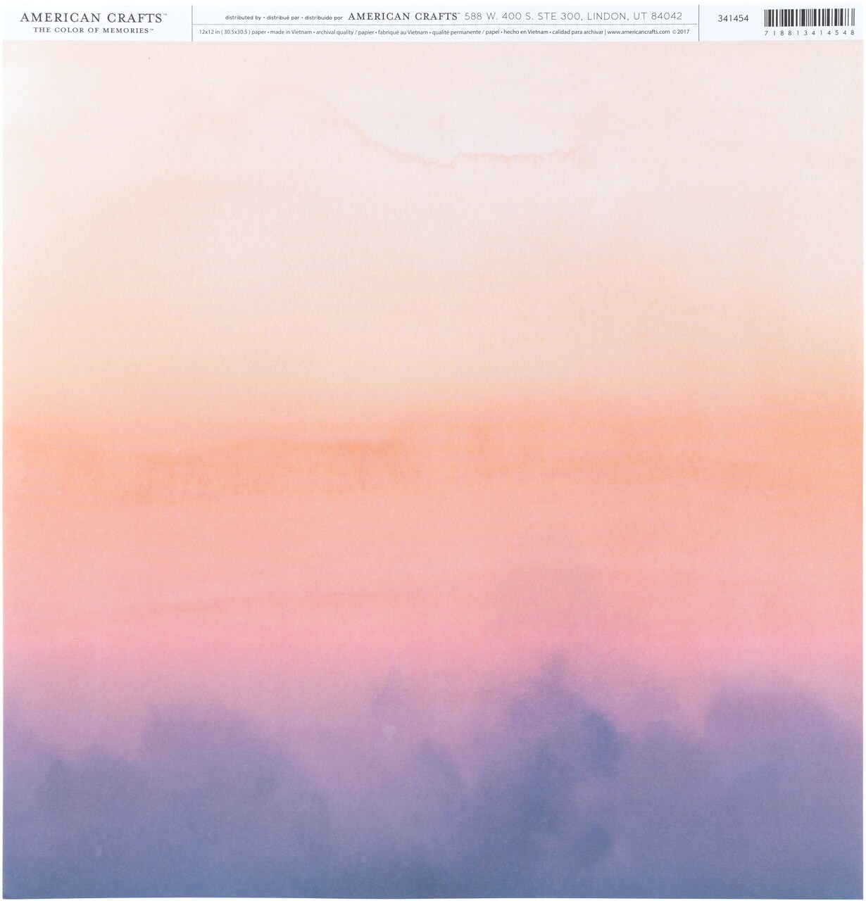 American Crafts Everyday Single-Sided Cardstock 12"X12"-Sunset